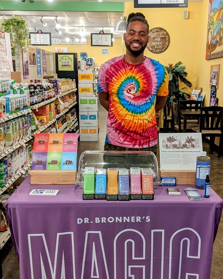 It's Magic! Come by Harmony today and try some @drbronner Magic Chocolate! They will be sampling until 2pm and between 2:30 and 5:30! Their chocolate is fair trade, organic, and vegan! #chocolate #veganchocolate #fairtradechocolate #magicchocolate #drbronner #harmony #harmonyfarms #harmonyfarmsnc #harmonizeyourlife #shopsmall #shoplocalraleigh #shoplocal #organic #natural #nonGMO